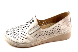 Lonza 200234 Milk Leather Low Wedge Laser-Cut Comfort Shoe - $87.49
