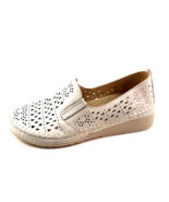 Lonza 200234 Milk Leather Low Wedge Laser-Cut Comfort Shoe - $87.49