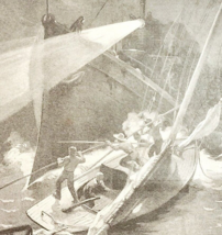 1923 George Varian Ships at Sea Art Print Drawing Antique Ephemera 5.5 x... - $19.99