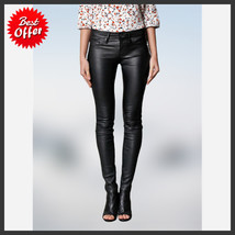 Women&#39;s Leather Pants Genuine Lambskin Leather Party Skinny Legging Trou... - $160.80 CAD