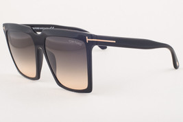 Tom Ford SABRINA 764 01B Shiny Black / Gray Gradient Sunglasses TF764 01... - $217.55
