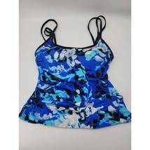 Croft &amp; Barrow Swim Top 12 Womens Blue Printed Padded Pullover Swimwear - £13.05 GBP
