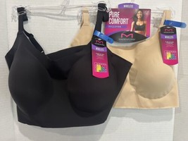 2-Pack MAIDENFORM Pure Comfort Pullover Bralette DM7676 Black/Nude XL NWT - £17.54 GBP