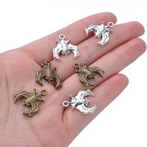 40 Bat Charms Animal Pendants Bronze Silver Vampire Findings Halloween Drops - £18.19 GBP