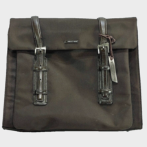 FRANCESCO BIASIA Handbag Brown Fabric &amp; Leather Organizer Satchel Computer Bag - £43.52 GBP