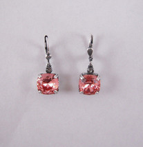 Catherine Popesco Silver Medium Peach Swarovski Crystals Earrings - £31.33 GBP