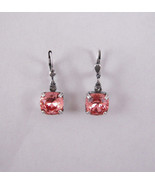 Catherine Popesco Silver Medium Peach Swarovski Crystals Earrings - £30.64 GBP