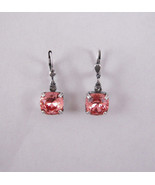 Catherine Popesco Silver Medium Peach Swarovski Crystals Earrings - £30.18 GBP