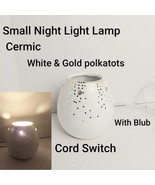 Cermic Glass White &amp; Gold Polka-dot Cut Out Detail Night Light - €12,16 EUR