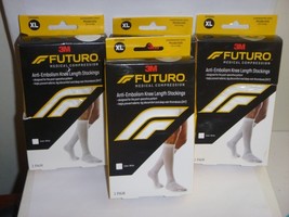 (4 pack) FUTURO Anti-Embolism Knee Length Moderate Compression Stockings... - $32.99