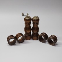 Vintage Salt Shaker, Pepper Mill, Napkin Rings By PRICE IMPORTS - 6 Piece Set - £9.16 GBP