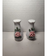 Vintage Porcelain Rose Salt and Pepper Shakers 3&quot; - £8.96 GBP