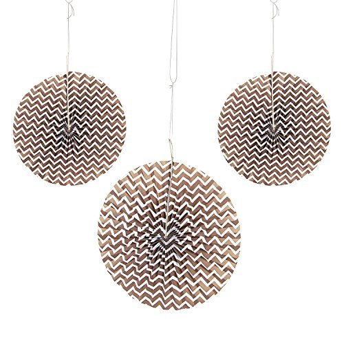 Fun Express - Chocolate Chevron Hanging Fan(6 Pc) - Party Decor - Hangin... - $6.93