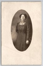 RPPC Victorian Lady High Collar Dress Portrait Oval Masked Photo Postcard G30 - £11.70 GBP
