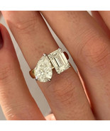 4 Carat E VVS2 Toi et Moi Emerald and Pear Cut Lab Grown 2 Stone Diamond... - €2.907,15 EUR