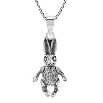 Unique Movable Bunny Rabbit Sterling Silver Pendant Necklace - $34.64
