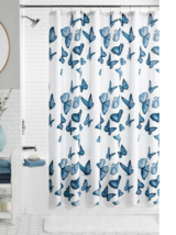 Butterfly Shower Curtain and Hook Set 72 x 72 Blue White Summer Bath Gif... - $502.71 MXN