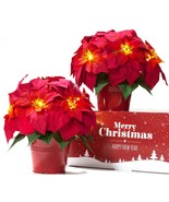 2 Pack Christmas Decorations Pre-Lit Artificial Poinsettia Plant - Led L... - $66.99