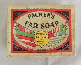 Vintage Packer&#39;s Tar Soap Cardboard Box Mystic CT Empty - £2.30 GBP