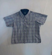 Cabelas Fishing Shirt Button Up Mens 2XL Purple Plaid Short Sleeve Pocke... - €10,21 EUR