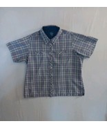 Cabelas Fishing Shirt Button Up Mens 2XL Purple Plaid Short Sleeve Pocke... - €10,21 EUR