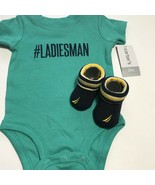 Nautica Socks Infant Booties 0-6M &amp; NWT Carter’s #LADIESMAN Bodysuit Sz 3M - £10.75 GBP