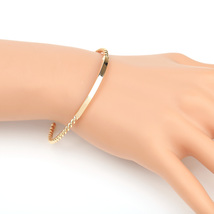 Gold Tone Twisted Bangle Bracelet With Trendy Bar Design - £18.43 GBP