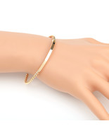 Gold Tone Twisted Bangle Bracelet With Trendy Bar Design - £18.17 GBP