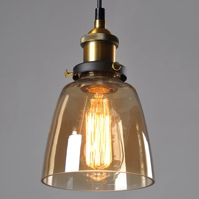  Clear Gray Amber Colour Vintage Decor Light Dining Gl Hanging Light Loft Lumina - £130.68 GBP