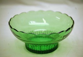 Vintage EO Brody Green Glass Scalloped Ribbed Candy Fruit Bowl Planter M2000 USA - £15.81 GBP