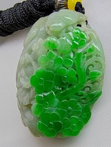 Icy Ice Green Hand Carved Burma Jadeite Jade Flower &amp; Birds Pendant # 166 carat - £1,977.10 GBP