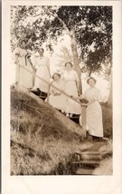 RPPC Five Lovely Edwardian Women White Dreses Rustic Stairs c1910 Postcard Z17 - £8.73 GBP