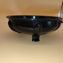 LE Smith Black Amethyst Glass Art Deco 3 Footed Toed Centerpiece Bowl USA - £15.66 GBP