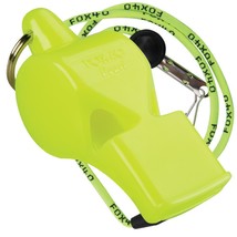 Neon Yellow Fox 40 Pearl Whistle Official Coach Safety Alert Rescue W/ Lanyard - £6.82 GBP