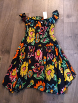 Urban Outfitters Black Motif Bold Flowered Babydoll Dress Small  - £16.92 GBP
