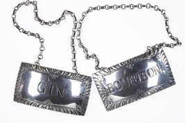 2 Stieff Sterling Liquor tags Gin/Bourbon Colonial Williamsburg - £122.69 GBP