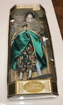 Royal Jester Soft Expressions Vintage Porcelain Doll W/ Stand Green Floral Dress - £55.43 GBP
