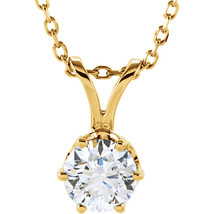 Round Diamond Pendant 14k Yellow Gold (0.33 Ct E VS1 Clarity) GIA  - £842.21 GBP