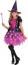 Sparkle Witch Kids Halloween Costume w/ Light-up Dress Hat &amp; Wand Small 4-6 - £23.34 GBP