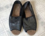 Toms Espadrille Shoes Women 9 Gray Charcoal Metallic Peep Toe Flats - £20.23 GBP