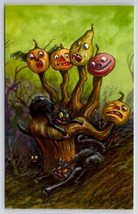 Matthew Kirscht Halloween Ghastly Hand Black Cats JOL Shiverbones Postcard MK - £39.28 GBP