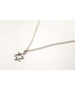 Silver Star Of David charm necklace for women, stainless steel chain - $28.72 CAD