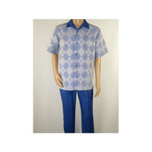 Men MONTIQUE 2pc Walking Leisure Suit Matching Set Short Sleeves 2216 Royal blue image 2