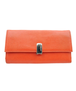 Liz Claiborne Orange Tri-Fold Long Wallet Zip Back Pocket Card Slot Snap... - £14.54 GBP