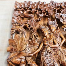Radha Krishna Hindu God Goddess Wood Sculpture Wall Art Temple Mandir Pooja Pray - £310.89 GBP