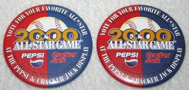 2 Vintage MLB 2000 Baseball All Star Game Pepsi &amp; Cracker Jacks Pinback Buttons - £7.81 GBP