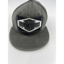 Harley Davidson Fitted Hat Grey Black Motorcycles 7 1/8 Motor Clothes Ne... - $24.39