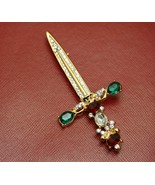 Sword Dagger Saber Pin Brooch Scepter Rhinestone Crystal Jeweled - £19.71 GBP