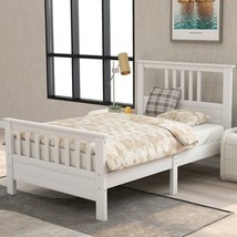 Wood Platform Bed with Headboard and Footboard, Twin (White) - £177.47 GBP