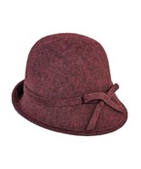 Burgundy Wool Womens Fedora Hat with Accent Bow Maison Pholya Italy - $33.85